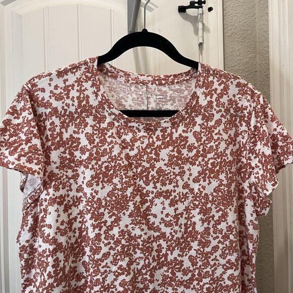 LC Lauren Conrad Floral Short Sleeve Top Boho Cottage Womens Size XL Pink Rust - Picture 2 of 8